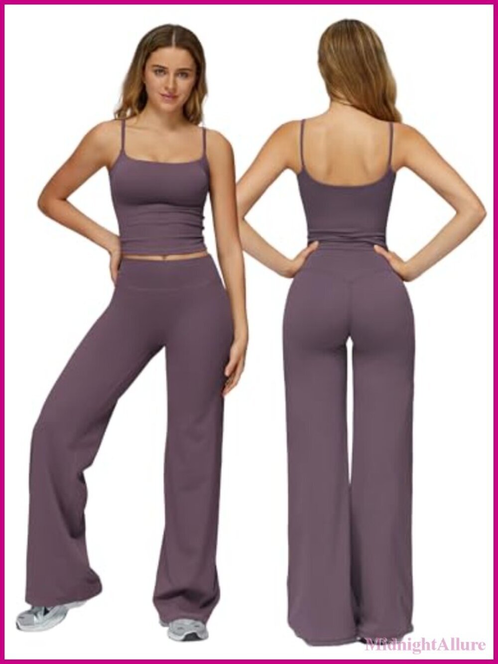 2 Piece Workout Set Spaghetti Strap Crop Top Yoga Pants